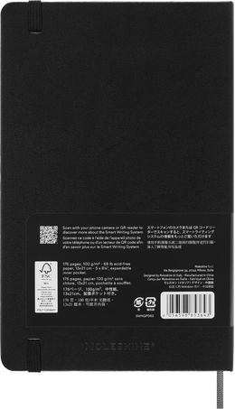 Smart notebook Large Hard cover, plain, Black - Back view