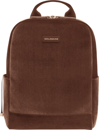 Textile Backpack Velvet, Cedar Brown - Front view