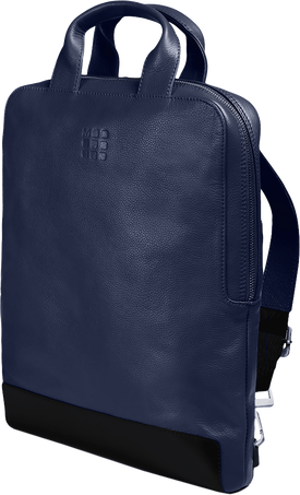 Vertical Device bag - 15" Classic Leather Collection, Sapphire Blue - Front view