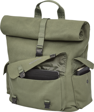 Legendary Travel Backpack Rolltop, Military Green, Green - Side view