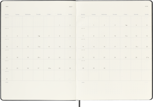 18M WKLY NTBK XL BLK HARD