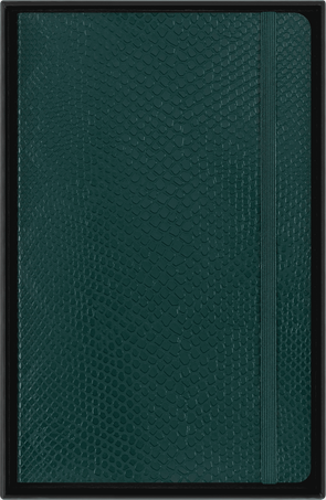 Precious & Ethical Notebook Vegan Soft Cover, Python-effect, Ruled, Green - Side view