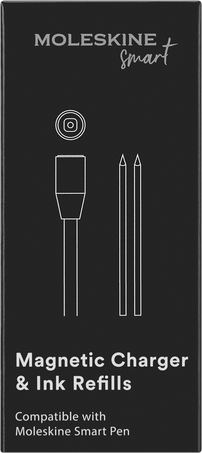 Magnetic Charger and Smart Pen Refills Compatible with Moleskine Smart Pen - Front view