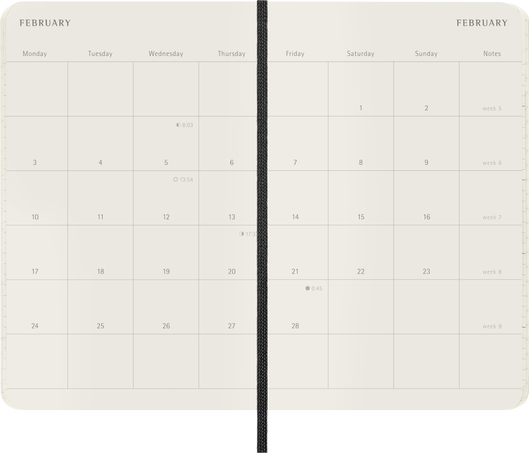 Classic Planner 2025 Pocket Monthly, soft cover, 12 months, Pocket 9x14 cm - Side view