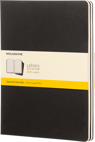 Cahier Journals Set of 3, Black - Front view